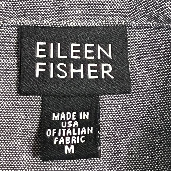 Eileen Fisher M Gray Button Front Shirt Jacket Linen Rayon Blend USA Long Sleeve - Picture 6 of 9
